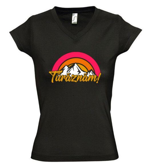 Női V nyakú póló