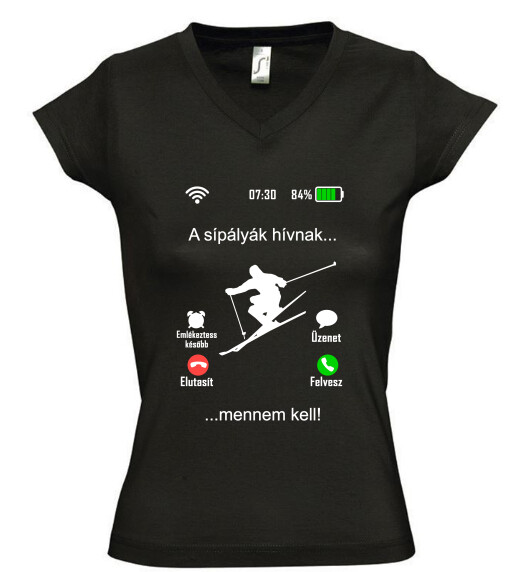 Női V nyakú póló