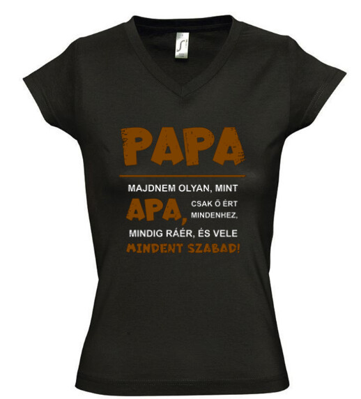 Női V nyakú póló