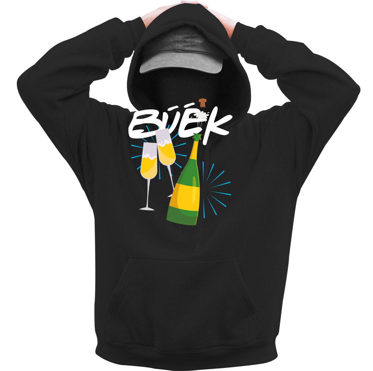 Kapucnis belebújós pulóver