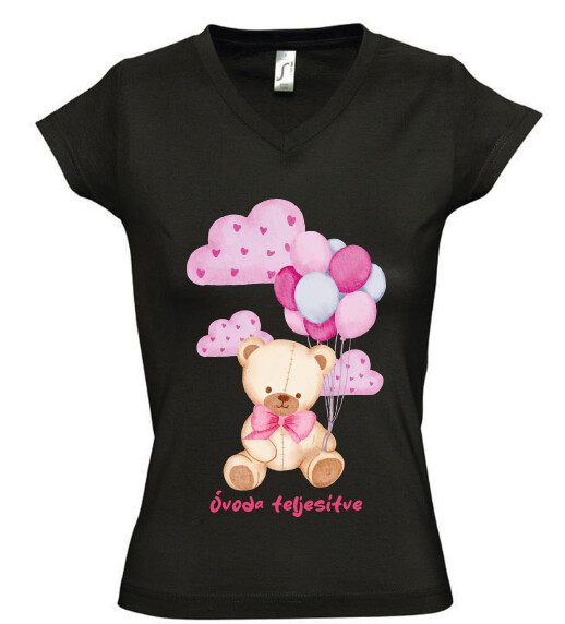 Női V nyakú póló