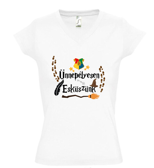 Női V nyakú póló