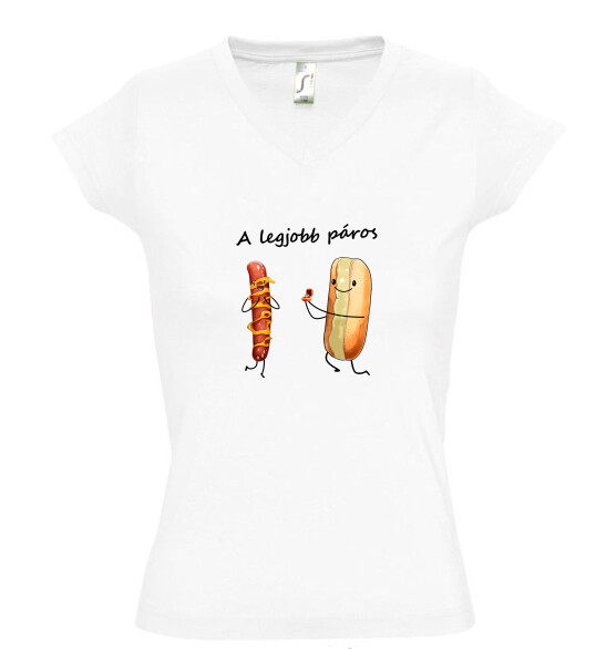 Női V nyakú póló