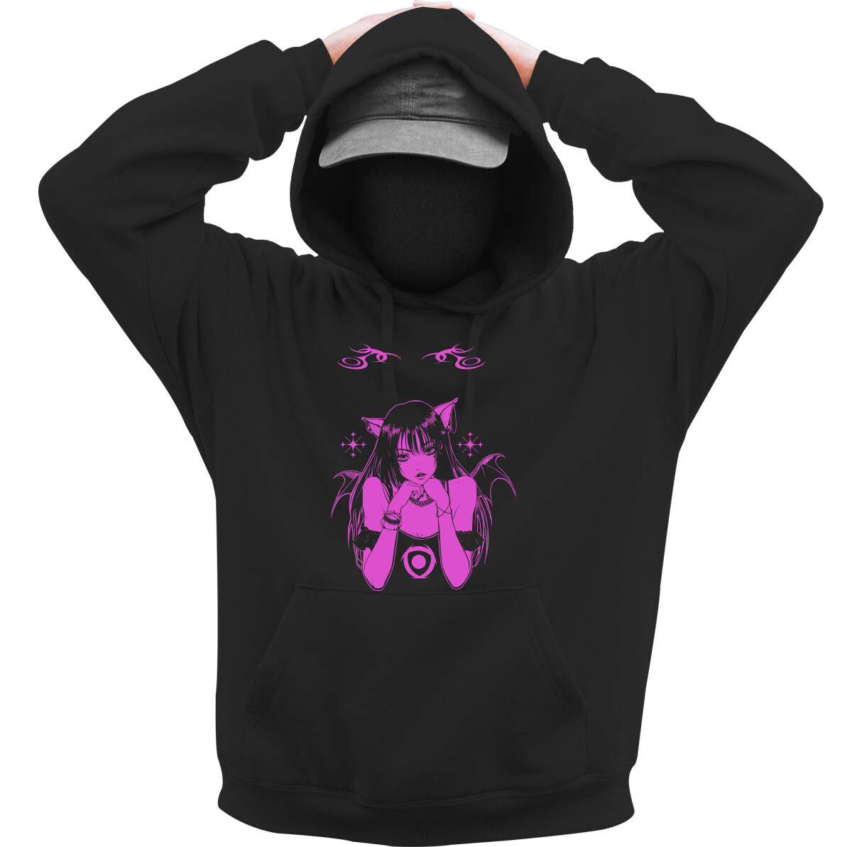 Kapucnis belebújós pulóver