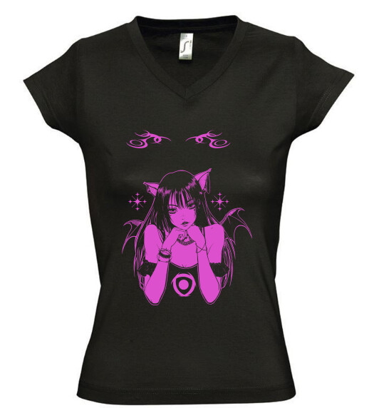 Női V nyakú póló