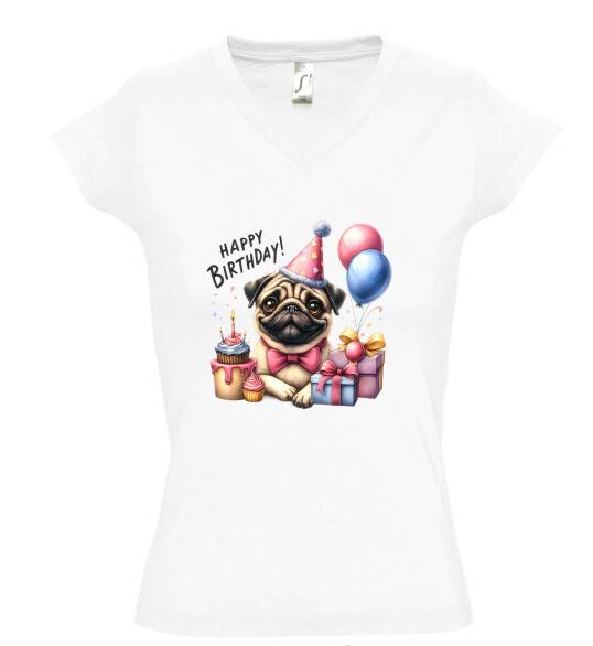 Női V nyakú póló