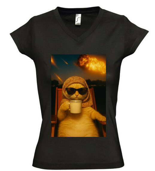 Női V nyakú póló