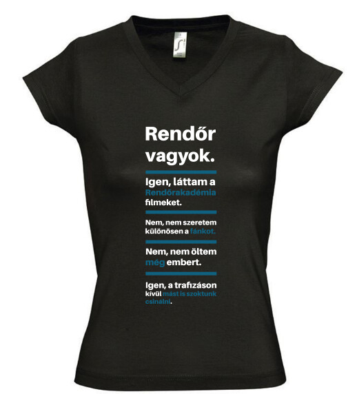 Női V nyakú póló