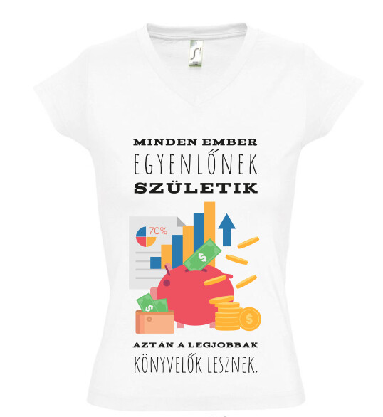 Női V nyakú póló