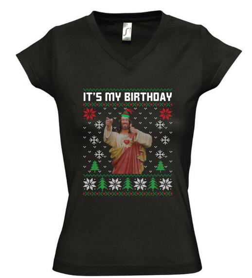 Női V nyakú póló