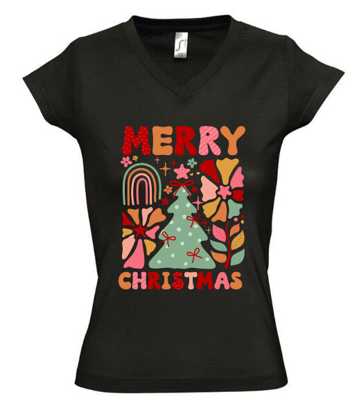 Női V nyakú póló