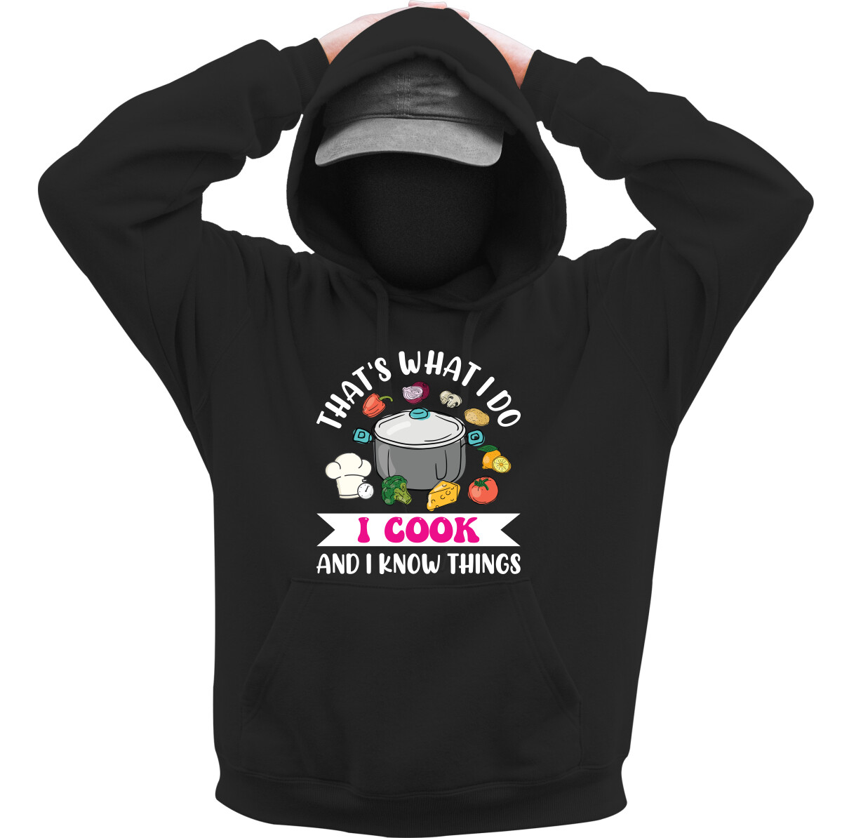 Kapucnis belebújós pulóver