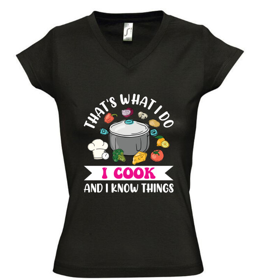 Női V nyakú póló