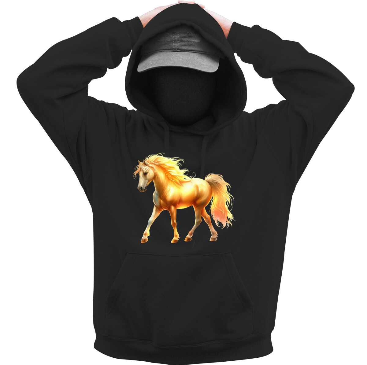 Kapucnis belebújós pulóver