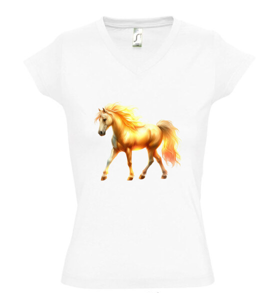 Női V nyakú póló