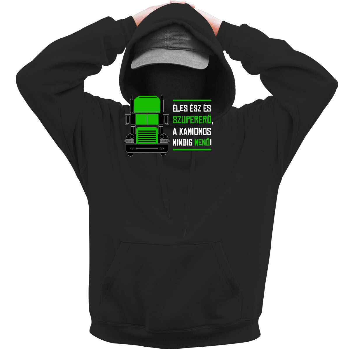 Kapucnis belebújós pulóver