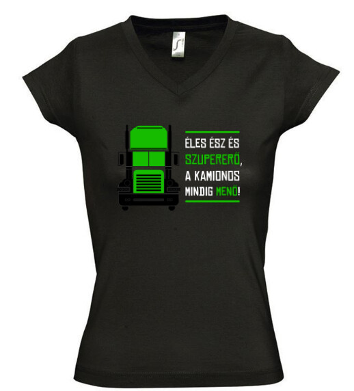 Női V nyakú póló