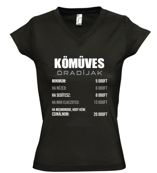 Női V nyakú póló