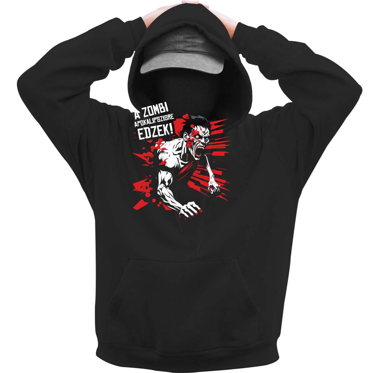 Kapucnis belebújós pulóver