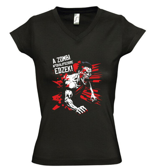 Női V nyakú póló