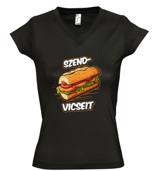Női V nyakú póló