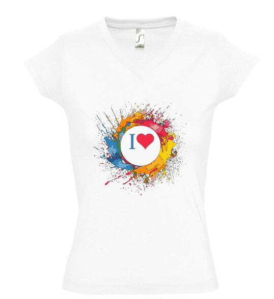 Női V nyakú póló