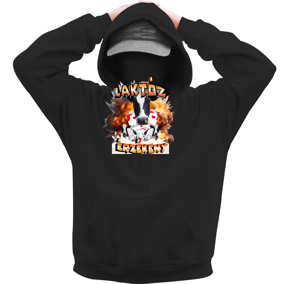 Kapucnis belebújós pulóver