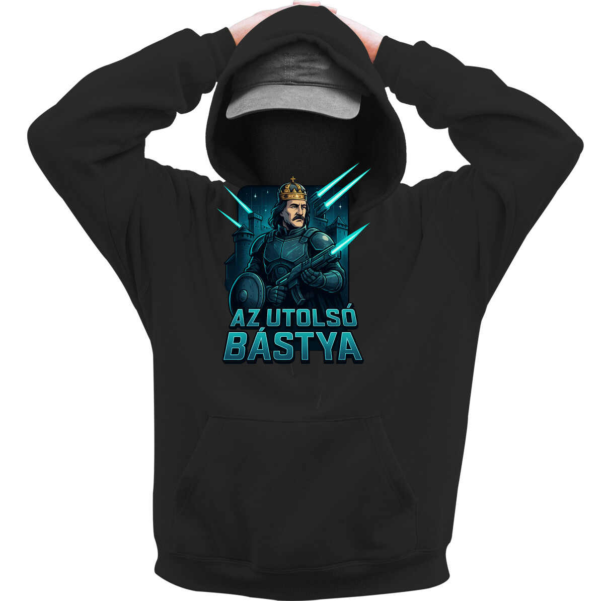 Kapucnis belebújós pulóver