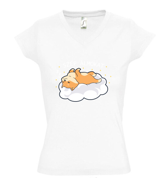 Női V nyakú póló