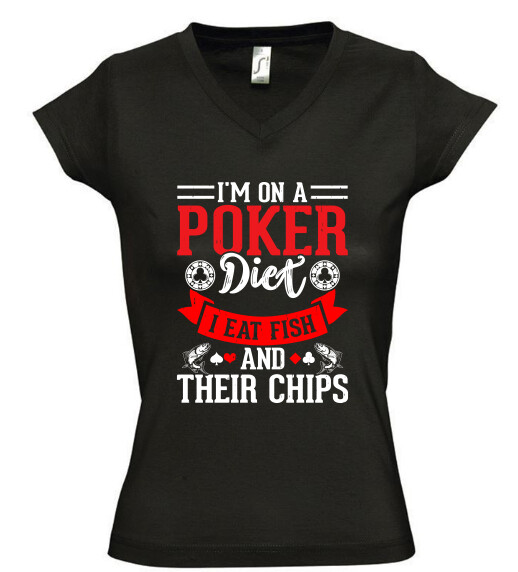 Női V nyakú póló