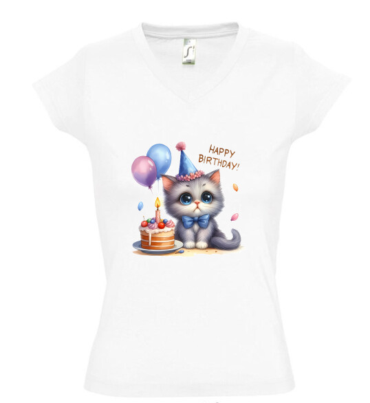 Női V nyakú póló