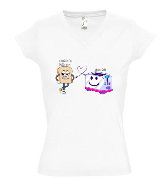 Női V nyakú póló