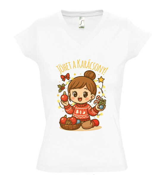 Női V nyakú póló