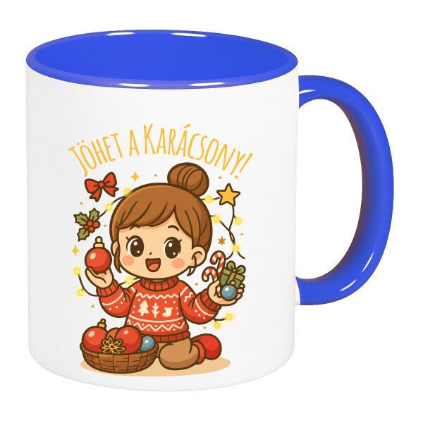 Színes fülű és belsejű bögre