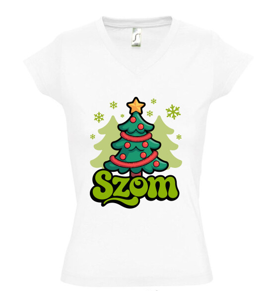 Női V nyakú póló