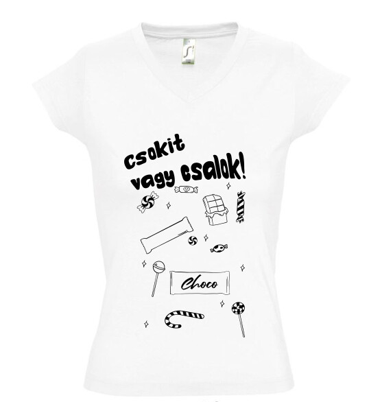 Női V nyakú póló