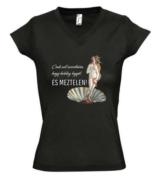 Női V nyakú póló