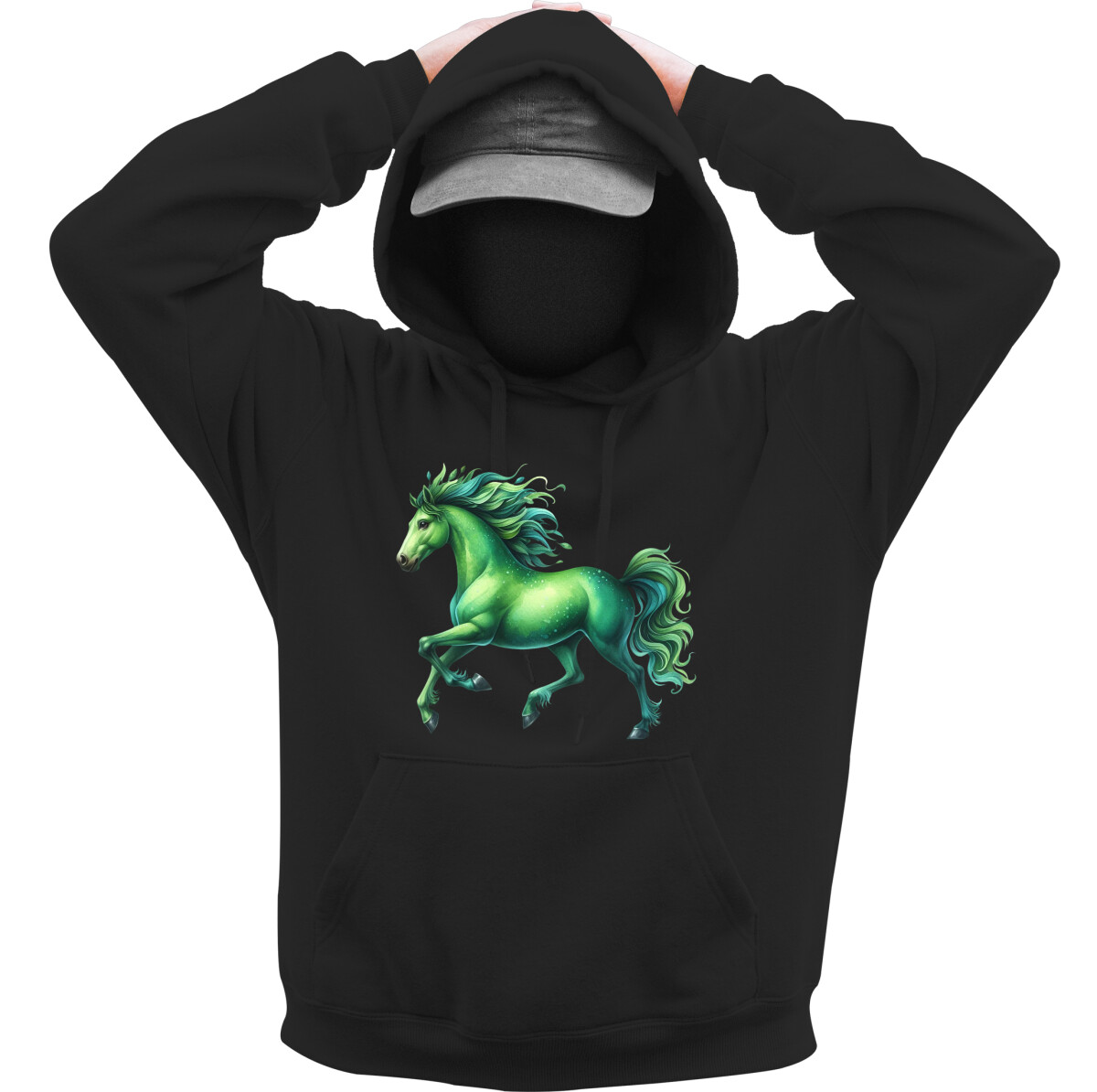 Kapucnis belebújós pulóver