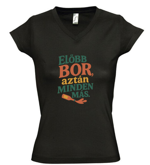 Női V nyakú póló