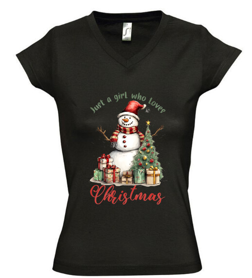 Női V nyakú póló