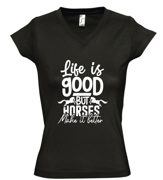 Női V nyakú póló