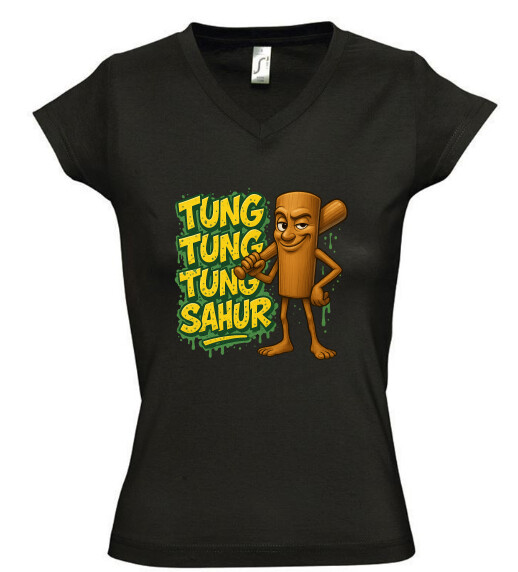 Női V nyakú póló