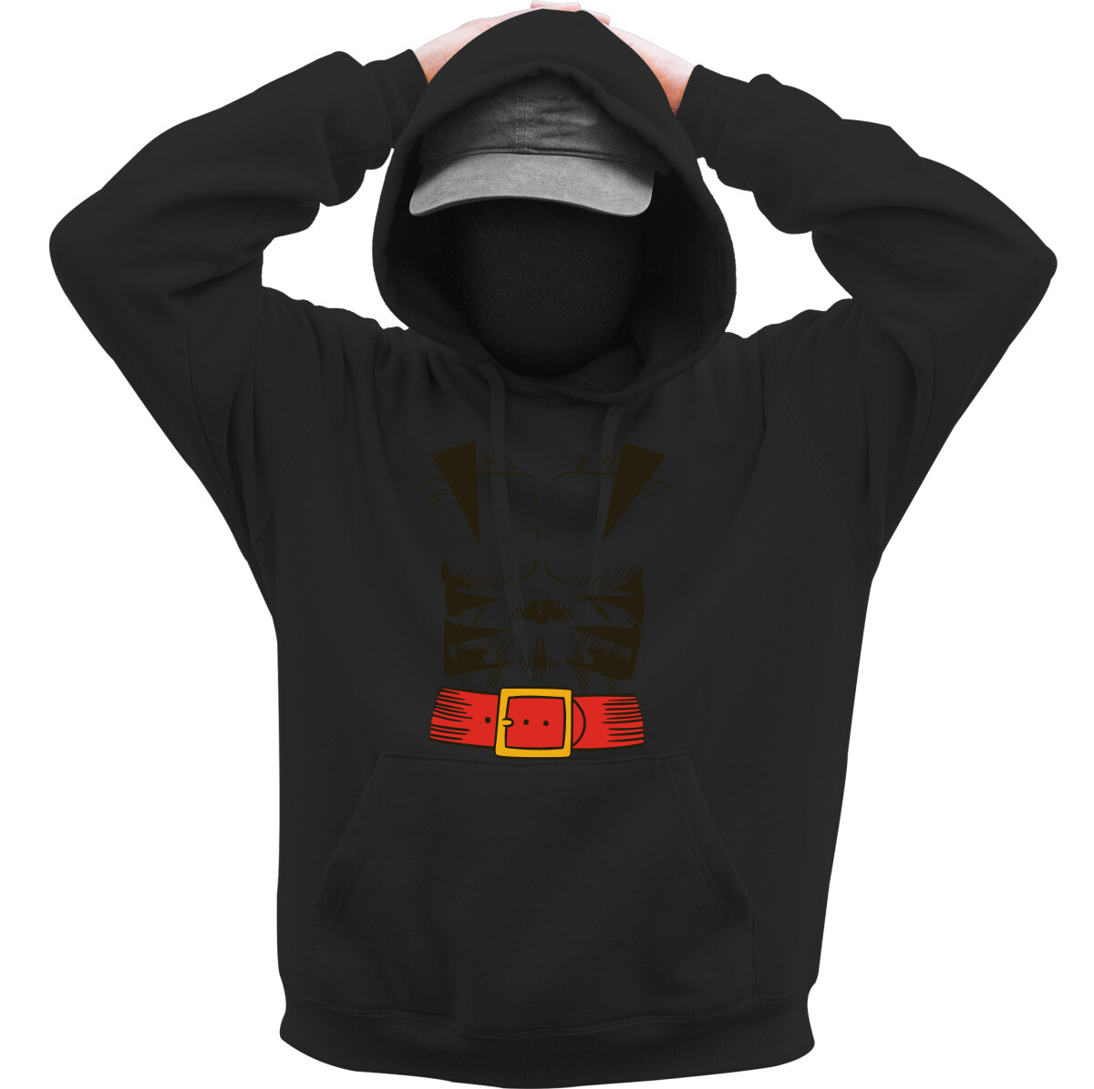 Kapucnis belebújós pulóver