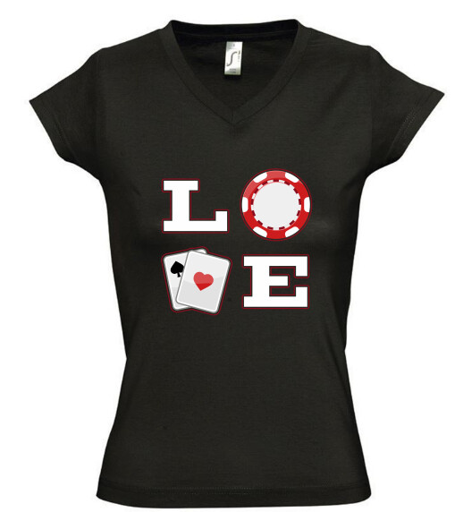 Női V nyakú póló