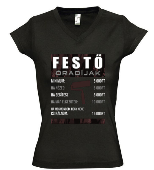 Női V nyakú póló