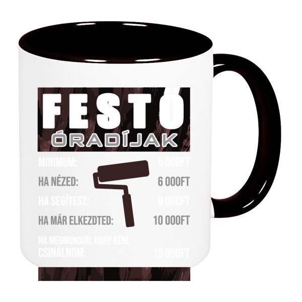 Színes fülű és belsejű bögre