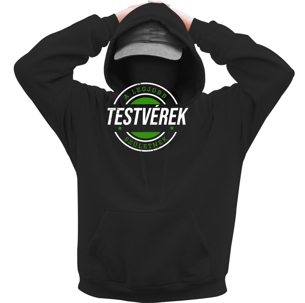 Kapucnis belebújós pulóver