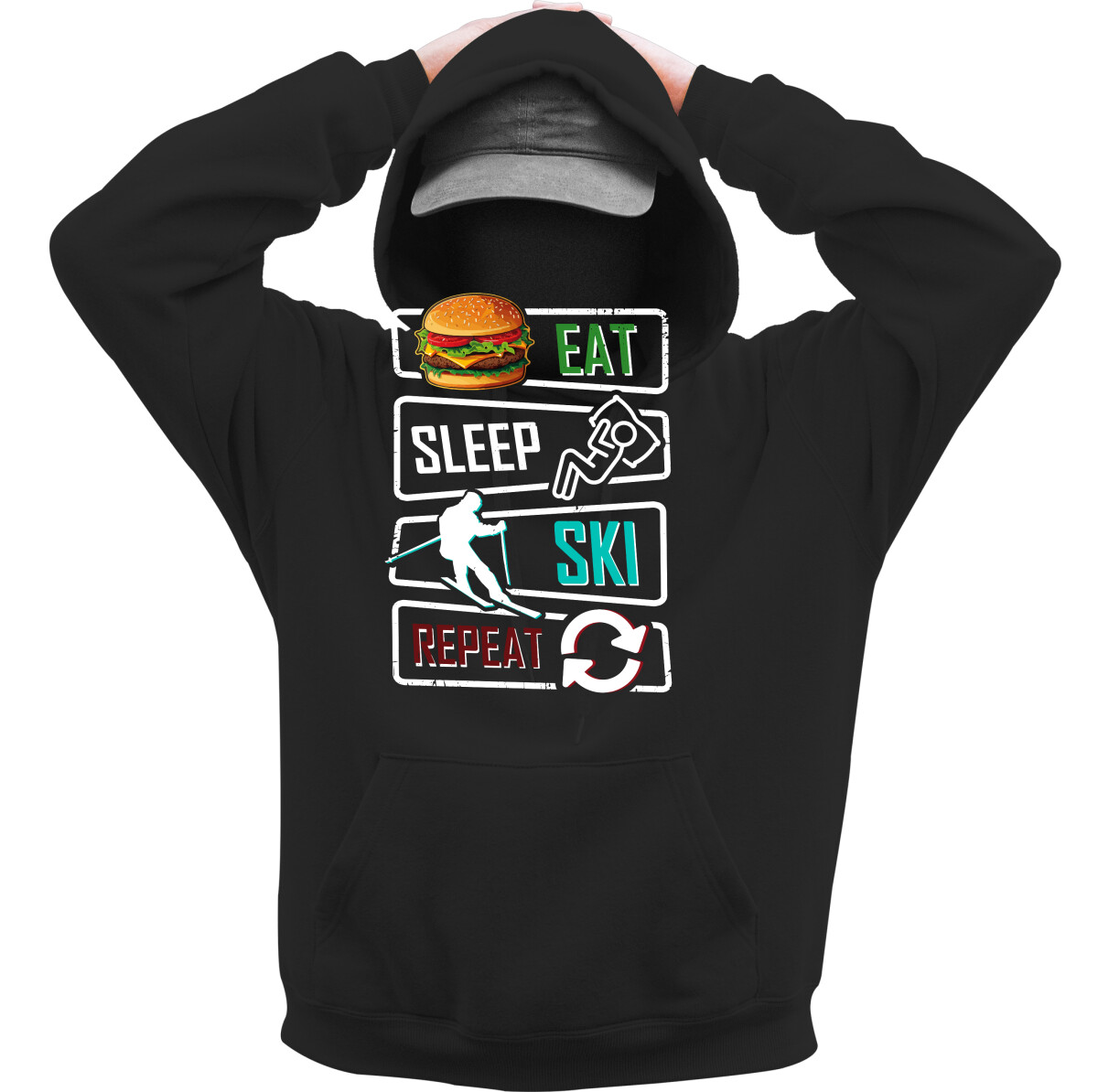 Kapucnis belebújós pulóver