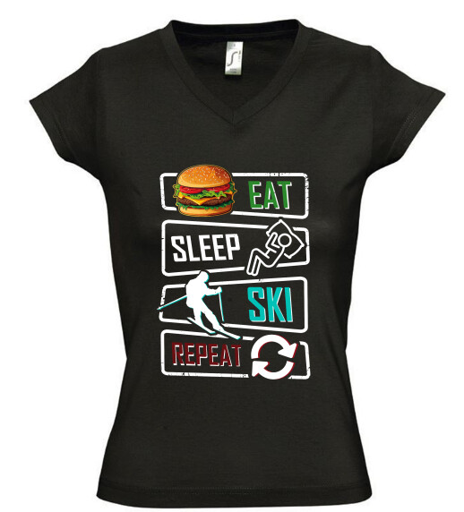 Női V nyakú póló