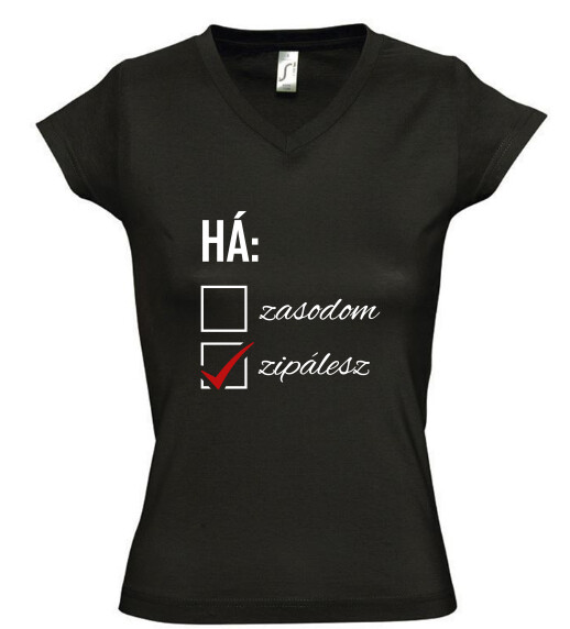 Női V nyakú póló